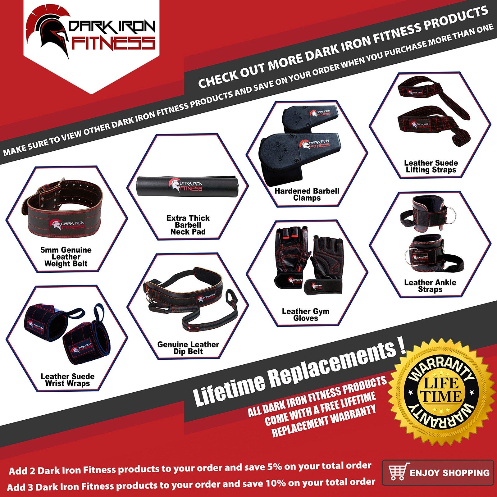 Dark Iron SM Fitness Weight Lifting Belt Black Leather