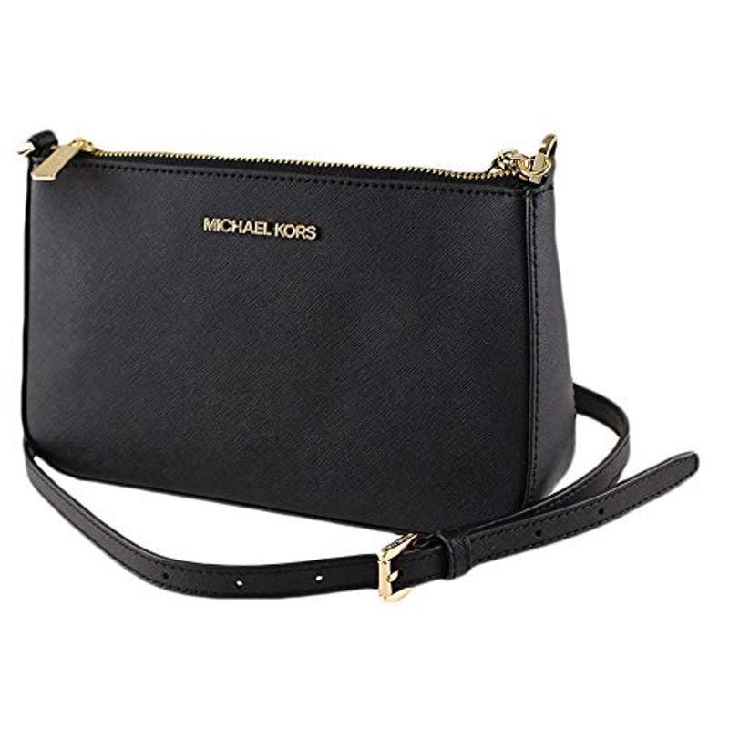 Michael Kors Women Jet Set Travel Pouchette Crossbody Black Medium