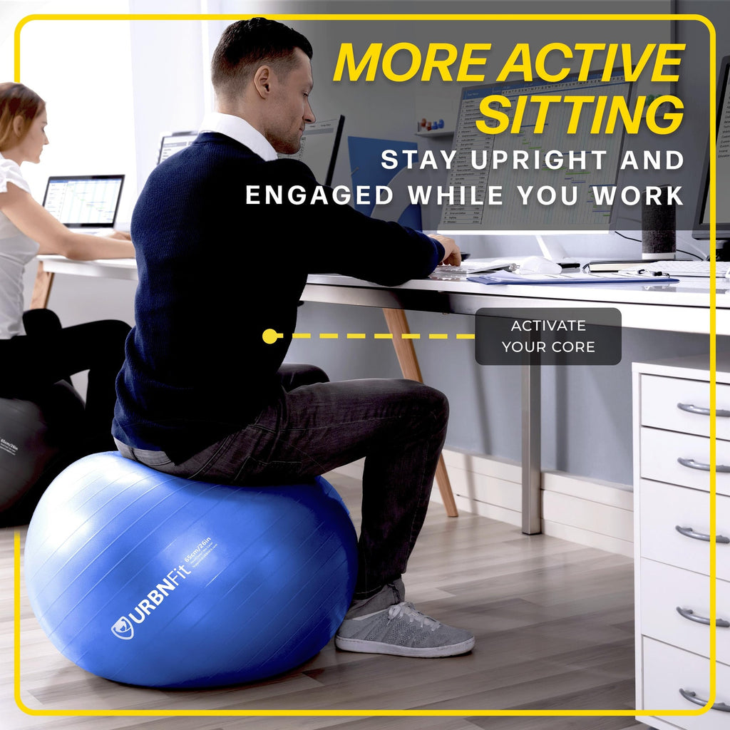 URBNFit 65cm Exercise Ball for Stability & Yoga, Blue