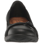 Clarks Women Meadow Rae Ballet Flat Black Leather Size 7.5