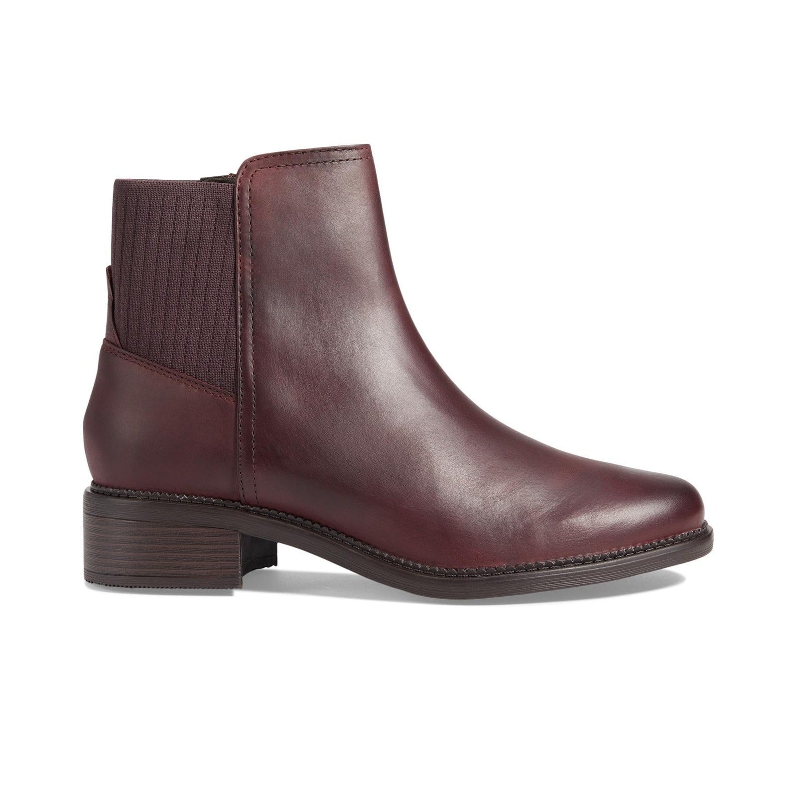 Clarks Women Maye Palm Fashion Boot Bordeaux Leather Size 10