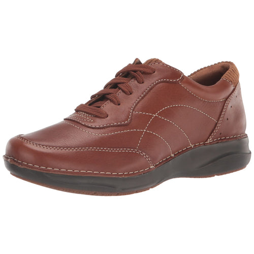 Clarks Women Appley Tie Oxford Dark Tan Leather Size 11