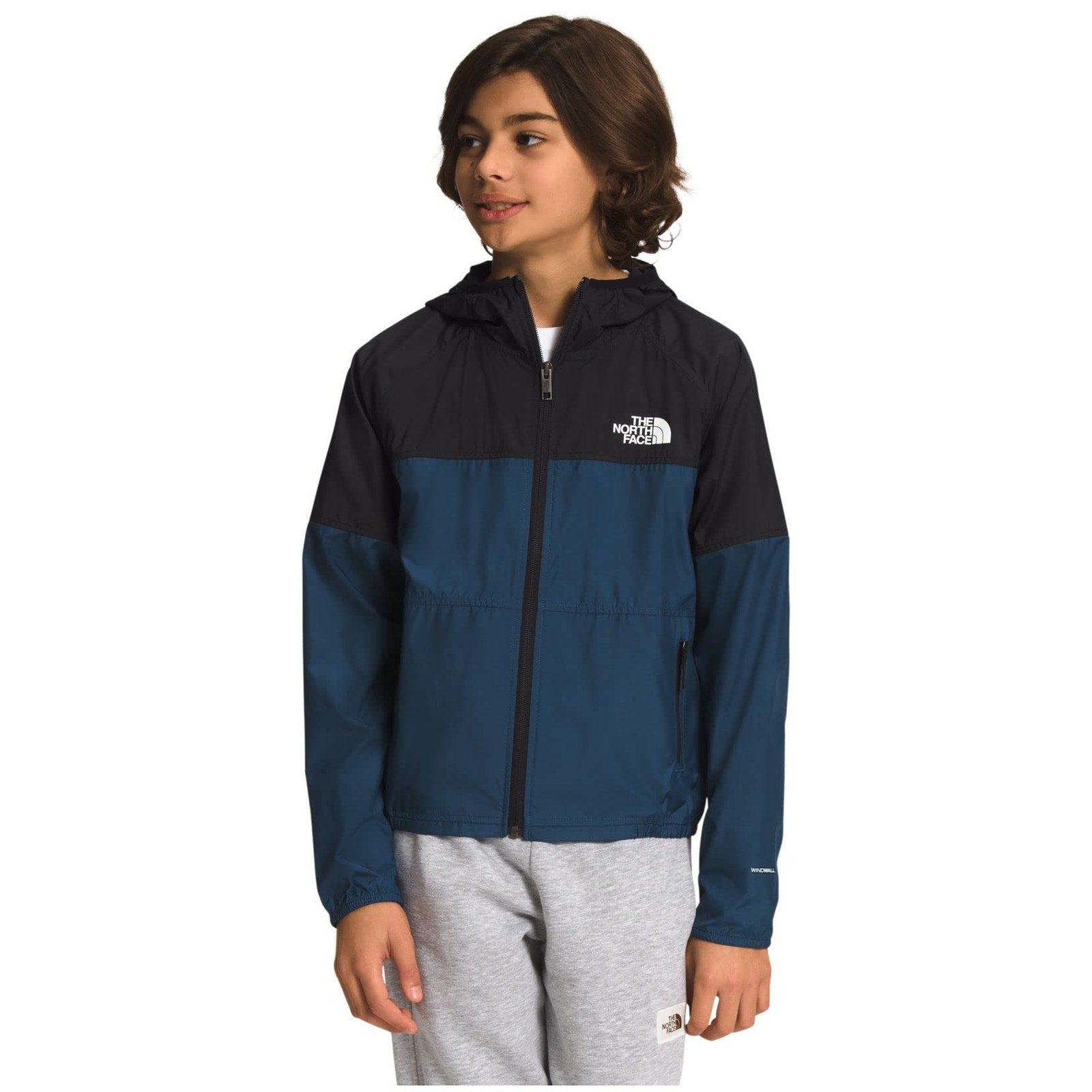 The North Face Kids Never Stop Hooded Wind Jacket Shady Blue Size M