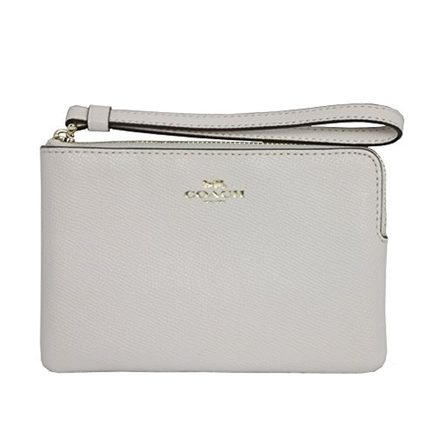 Coach Women Crossgrain Leather Corner Zip Wristlet