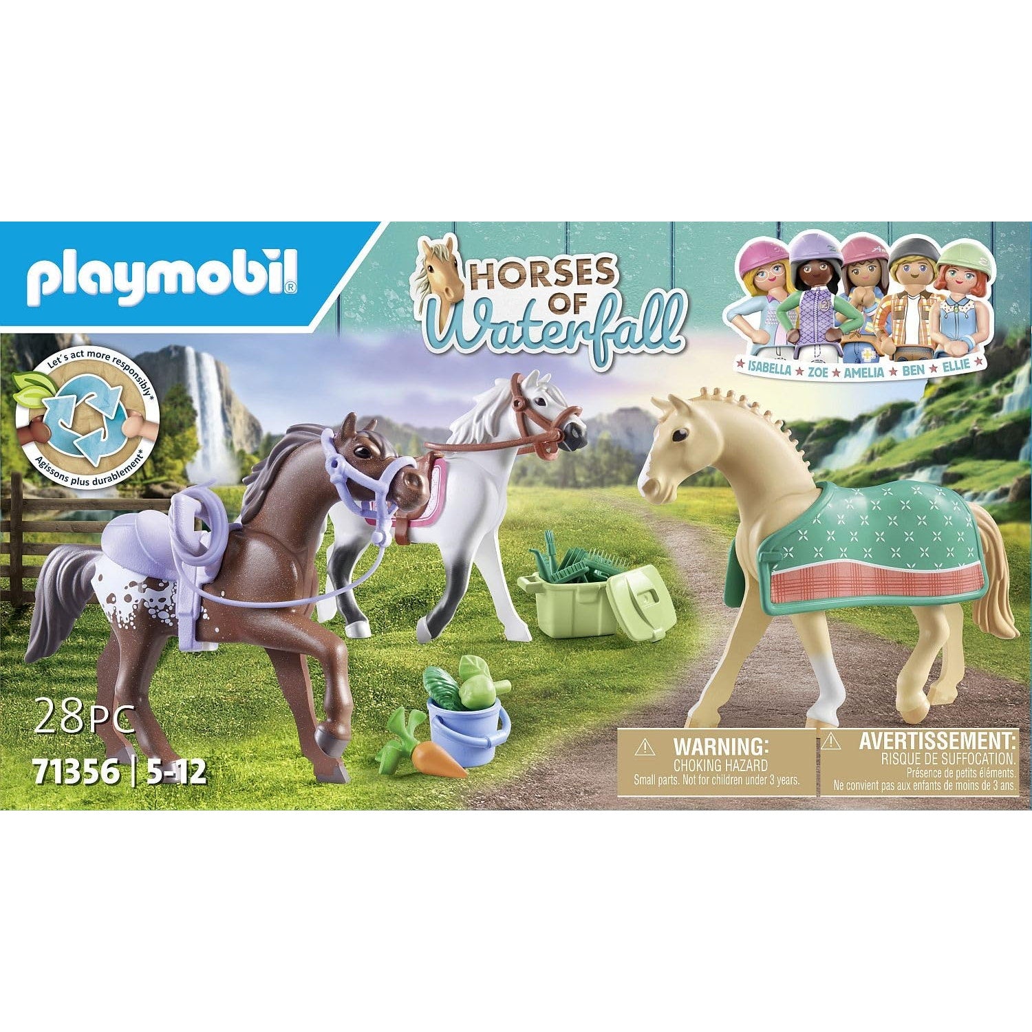 Playmobil Horses of Waterfall Three Horses with Saddles Set