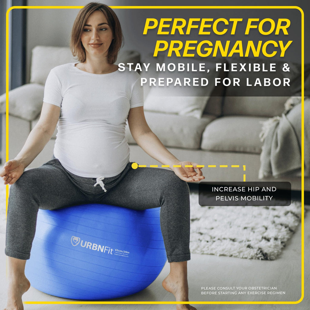 URBNFit 65cm Exercise Ball for Stability & Yoga, Blue