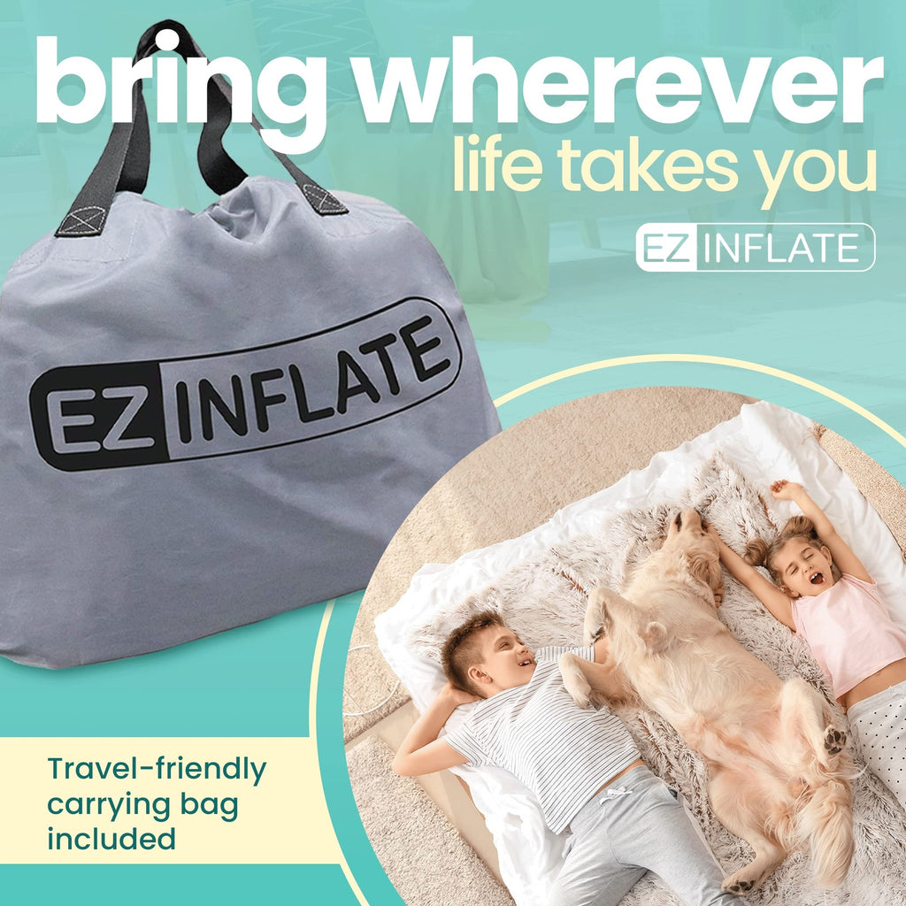 EZ INFLATE Twin Air Mattress with Built-In Pump Flocked Top