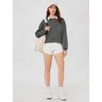 ODODOS Women Soft Long Sleeve Cropped Sweatshirt Charcoal Small