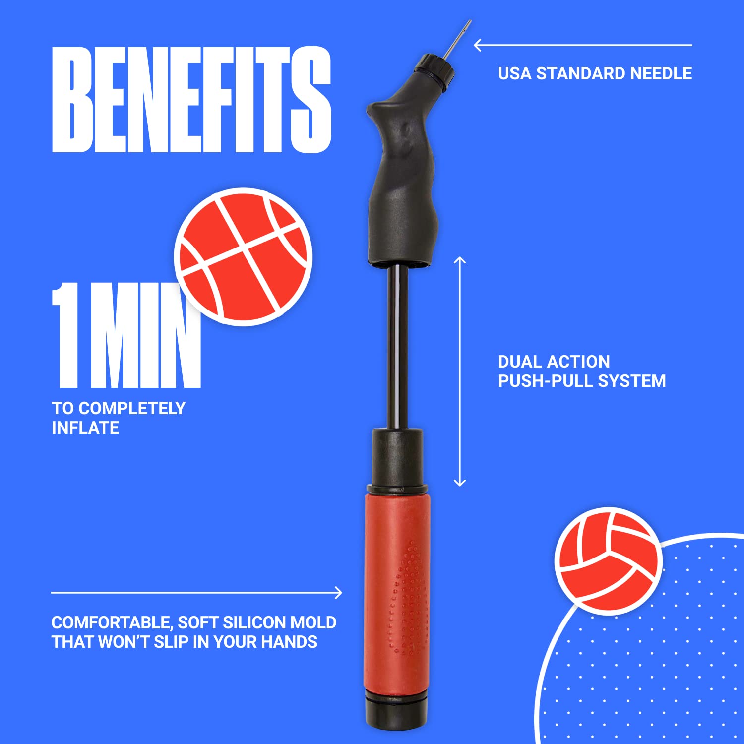 SPORTBIT Exercise Ball Pump with 5 Needles