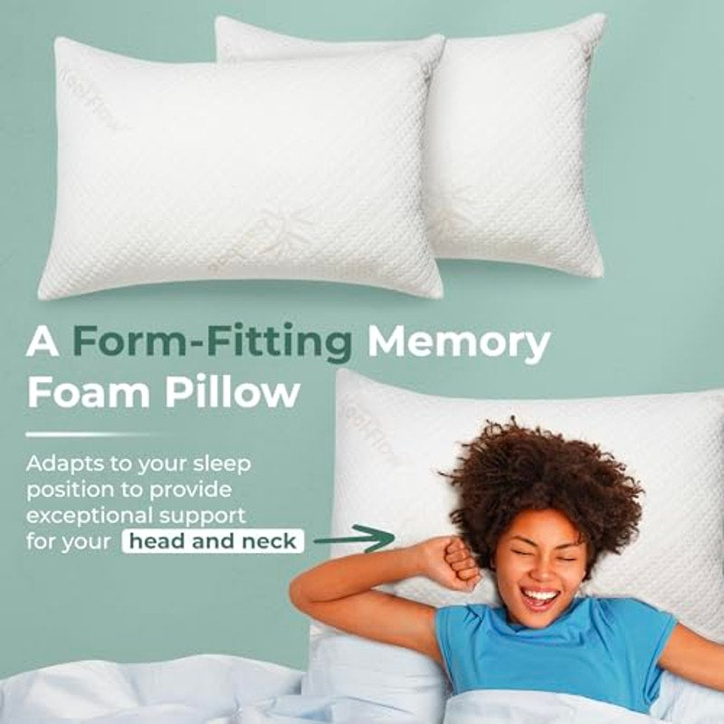 Snuggle-Pedic Memory Foam Pillow Size Queen, Side/Stomach/Back Sleepers White