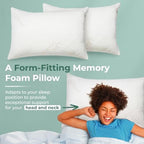 Snuggle-Pedic Memory Foam Pillow Size Queen, Side/Stomach/Back Sleepers White