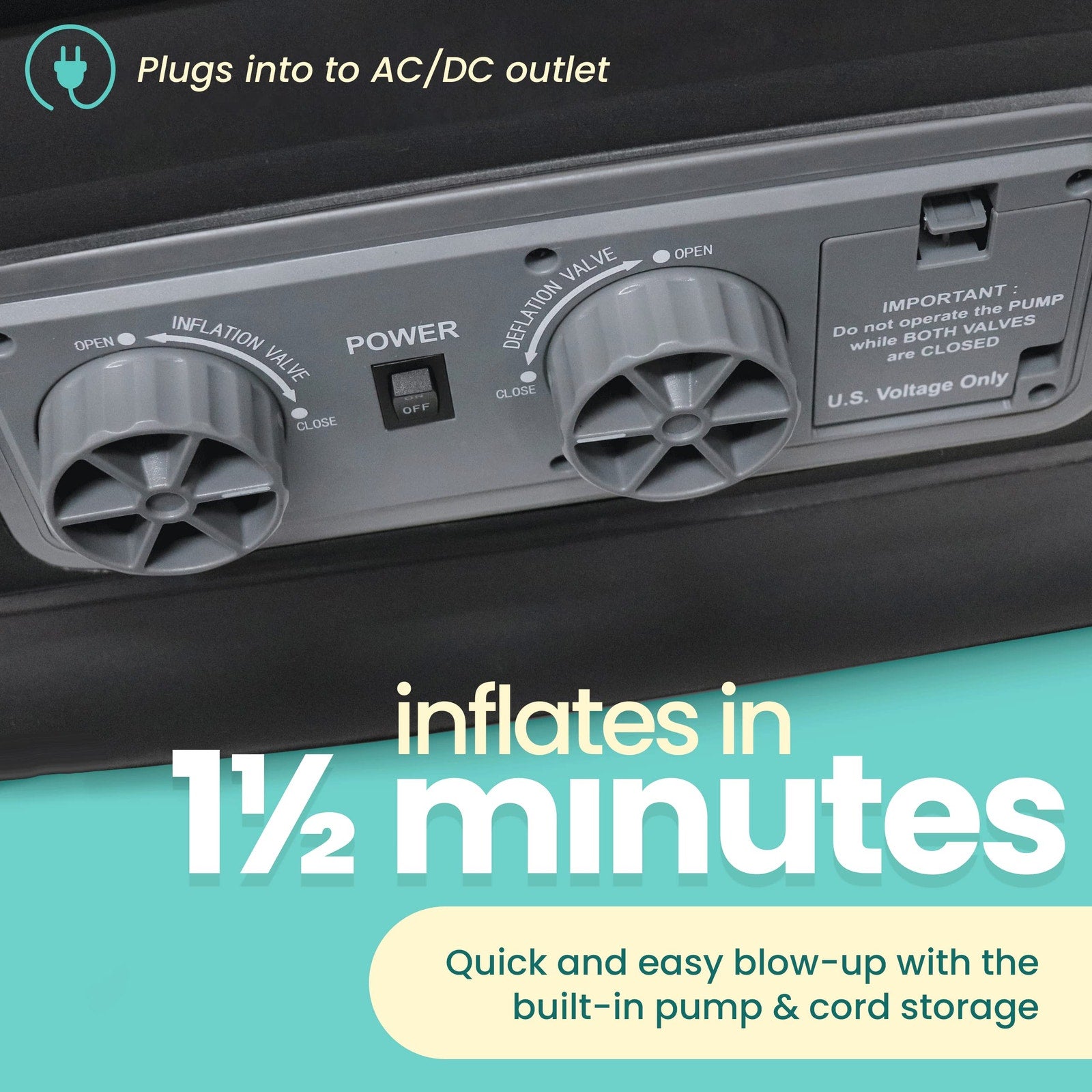 EZ INFLATE Twin Air Mattress with Built-In Pump Flocked Top