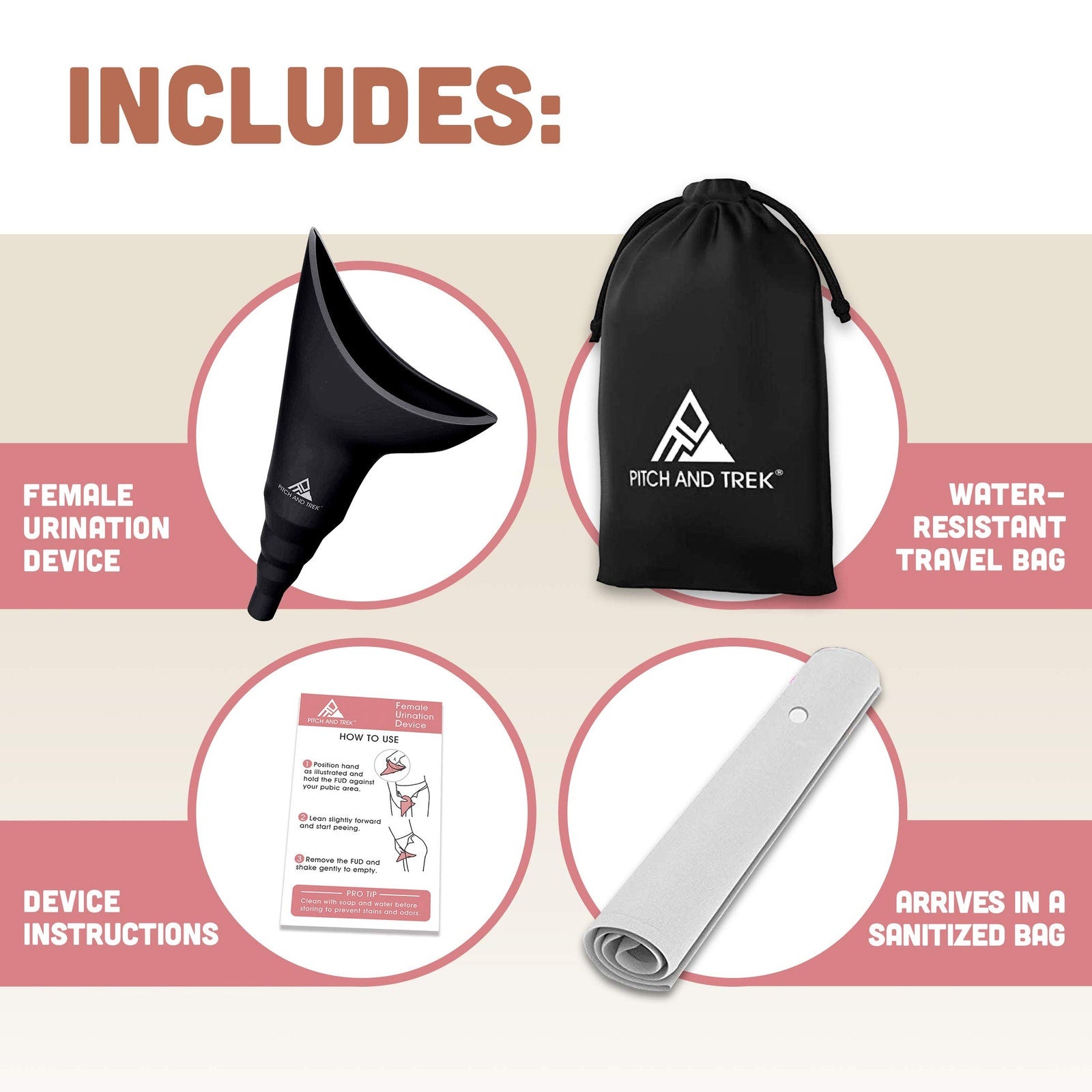 Pitch and Trek Women Urination Device Silicone Funnel Black