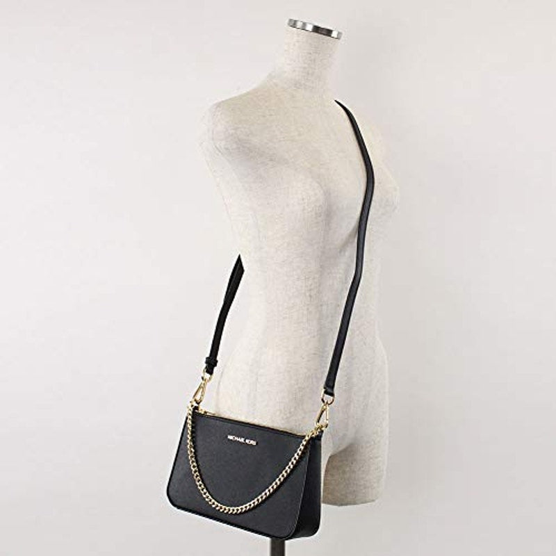 Michael Kors Women Jet Set Travel Pouchette Crossbody Black Medium