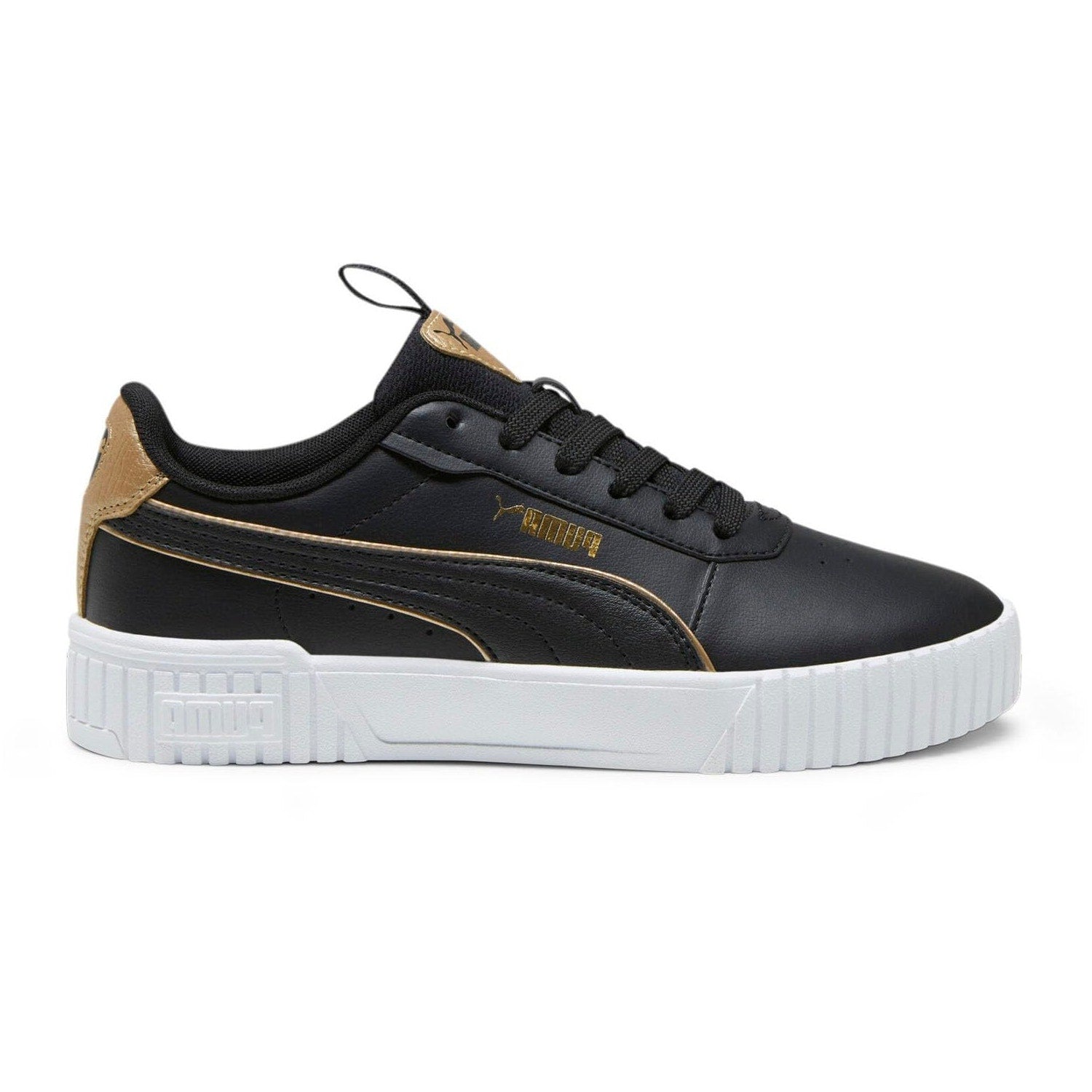 PUMA Women Carina 2.0 Pop Up Metallics Sneakers Black/Gold Size 6