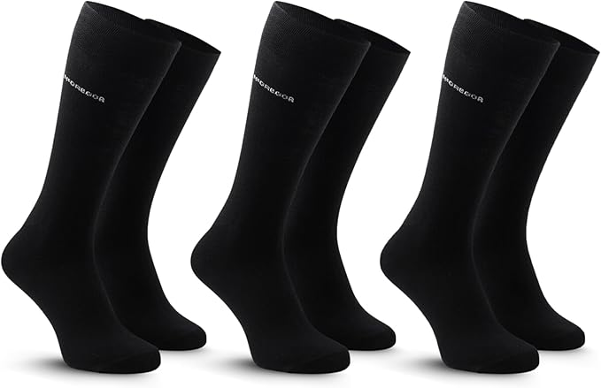 MCGREGOR Men Crew Socks 6 Pack Cotton Cushioned Black