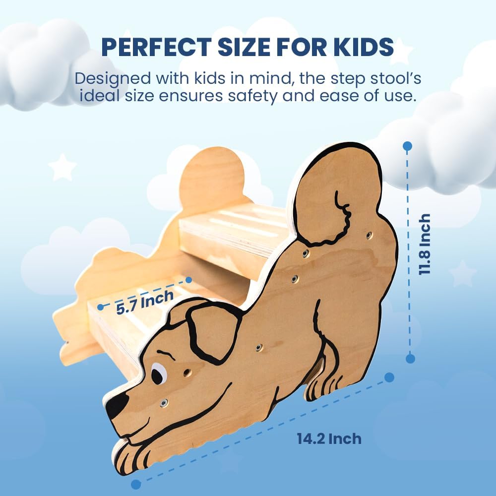 Motherly Haven Toddler Step Stool 2 Step Non Slip Wooden