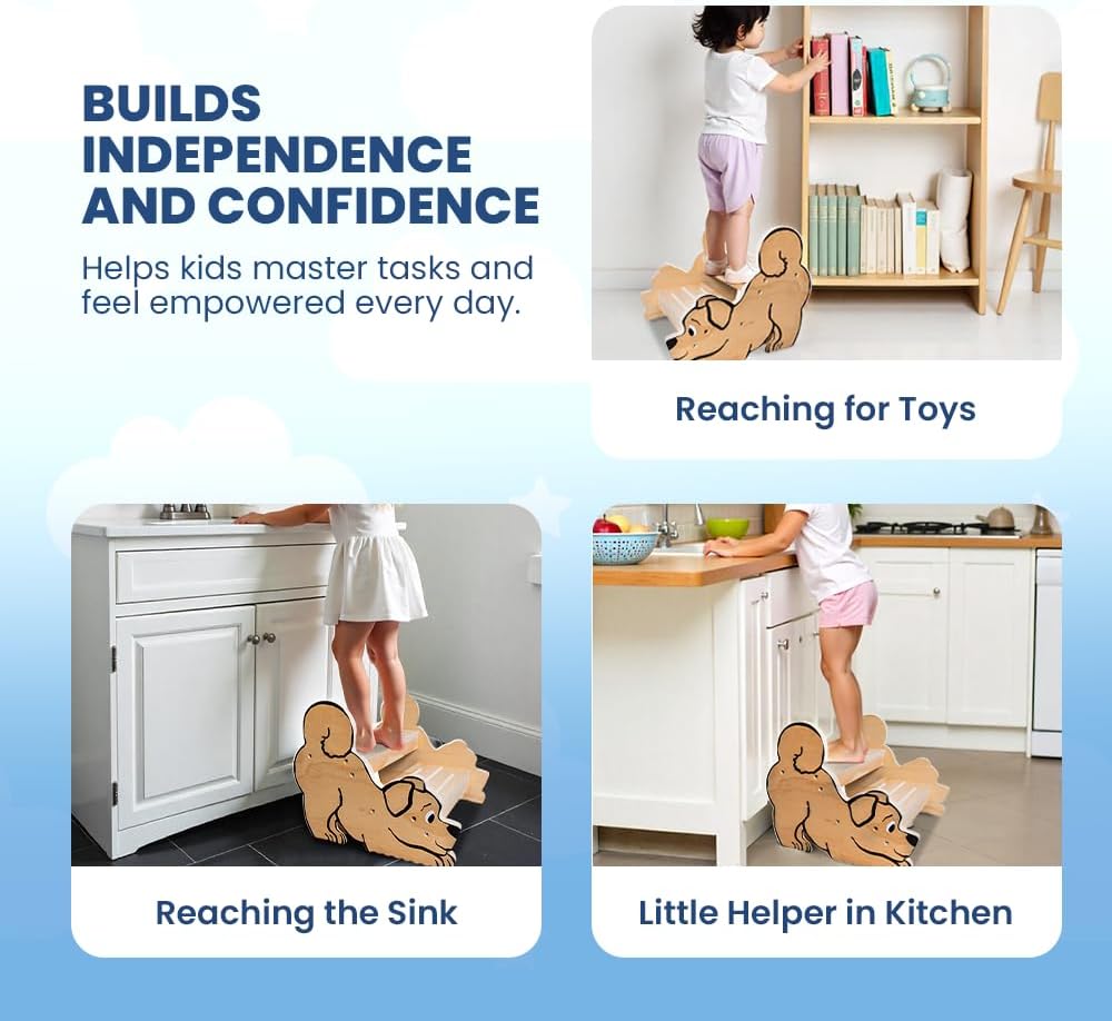 Motherly Haven Toddler Step Stool 2 Step Non Slip Wooden