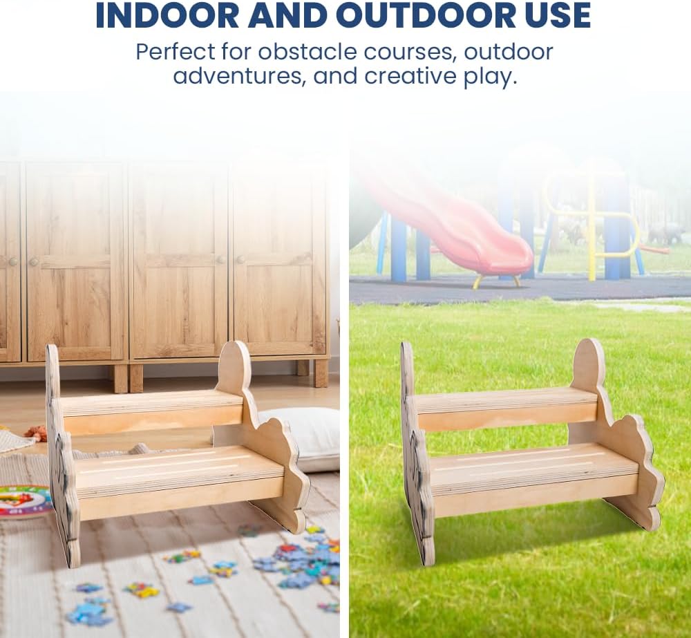 Motherly Haven Toddler Step Stool 2 Step Non Slip Wooden