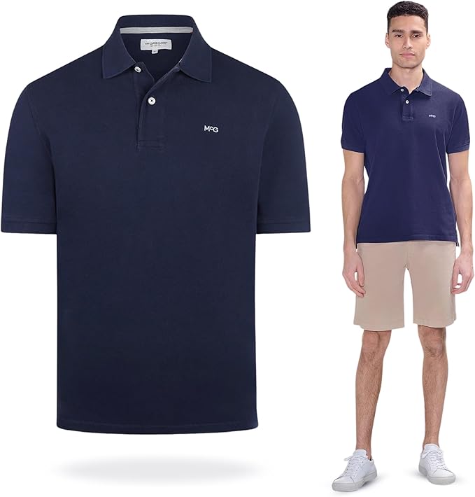MCGREGOR Men Polo Shirt Cotton Regular Fit Short Sleeve Navy Size L