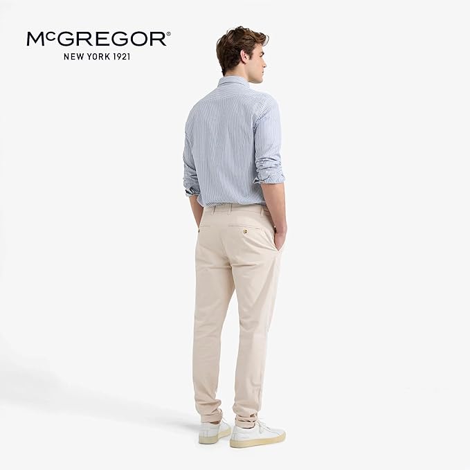 MCGREGOR Men Oxford Shirt Stretch Button Down Regular Fit Light Blue Size L