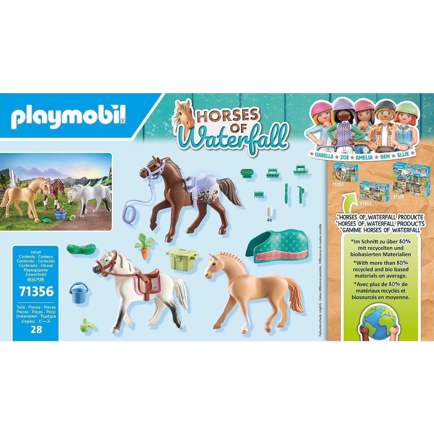 Playmobil Horses of Waterfall Three Horses with Saddles Set