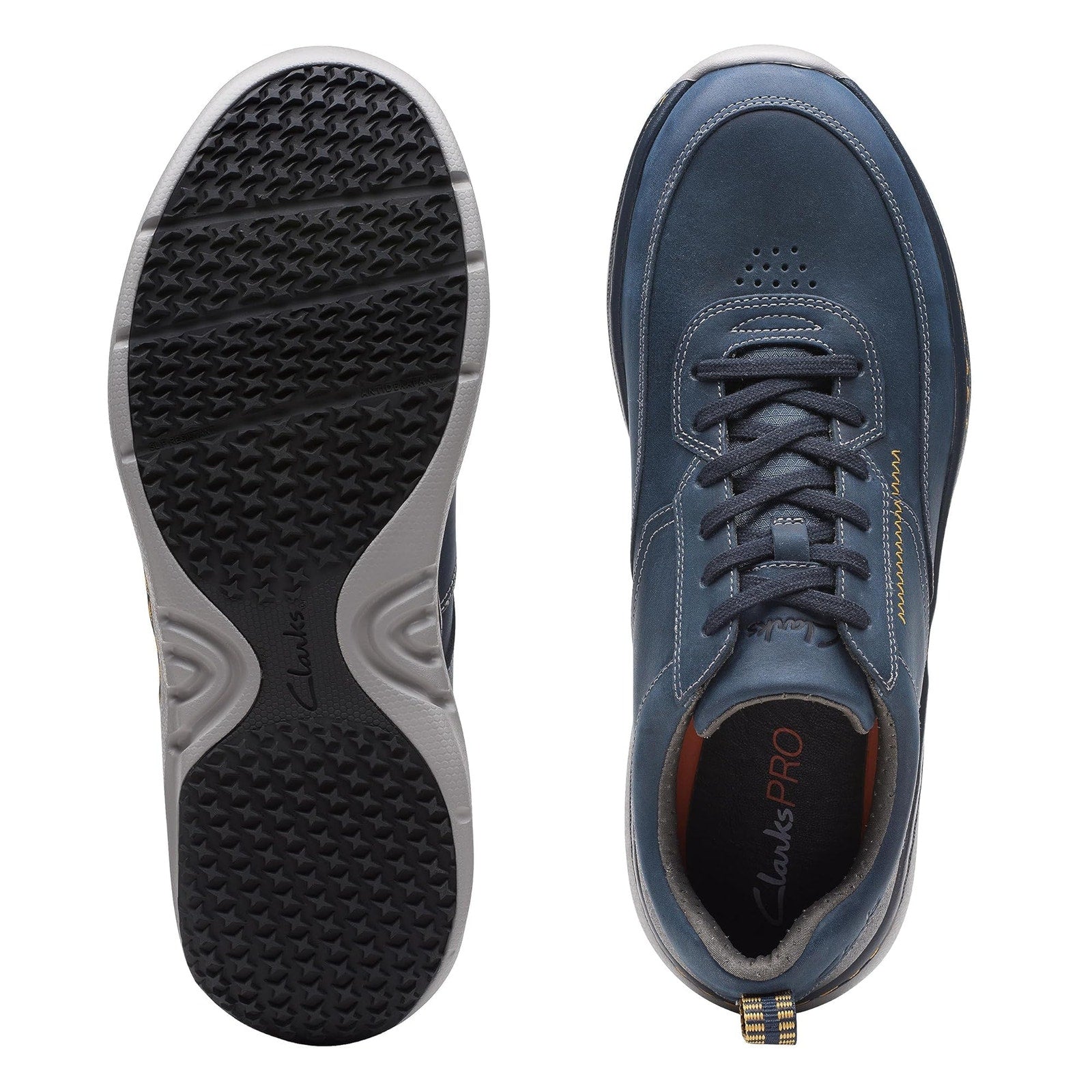 Clarks Men Clarkspro Lace Navy Leather 10.5 Medium