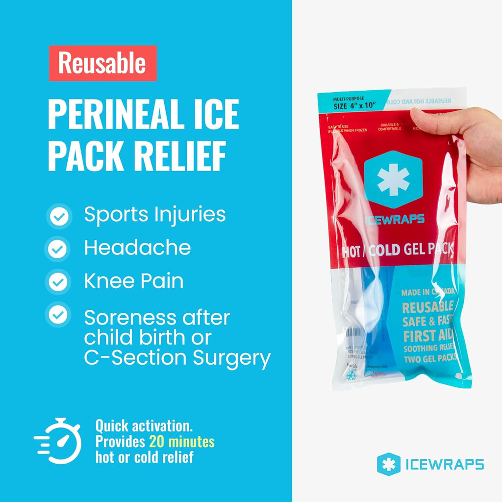ICEWRAPS 4"x10" Flexible Gel Ice Pack – Reusable Hot & Cold  Therapy, 2 Pack, Blue