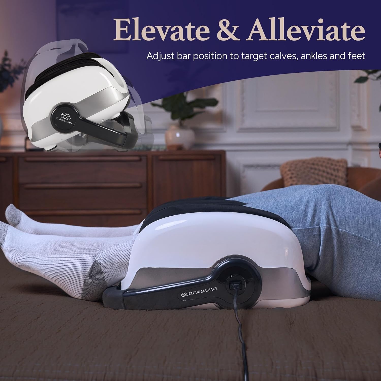 Cloud Massage Shiatsu Foot Massager White with Heat for Pain Relief