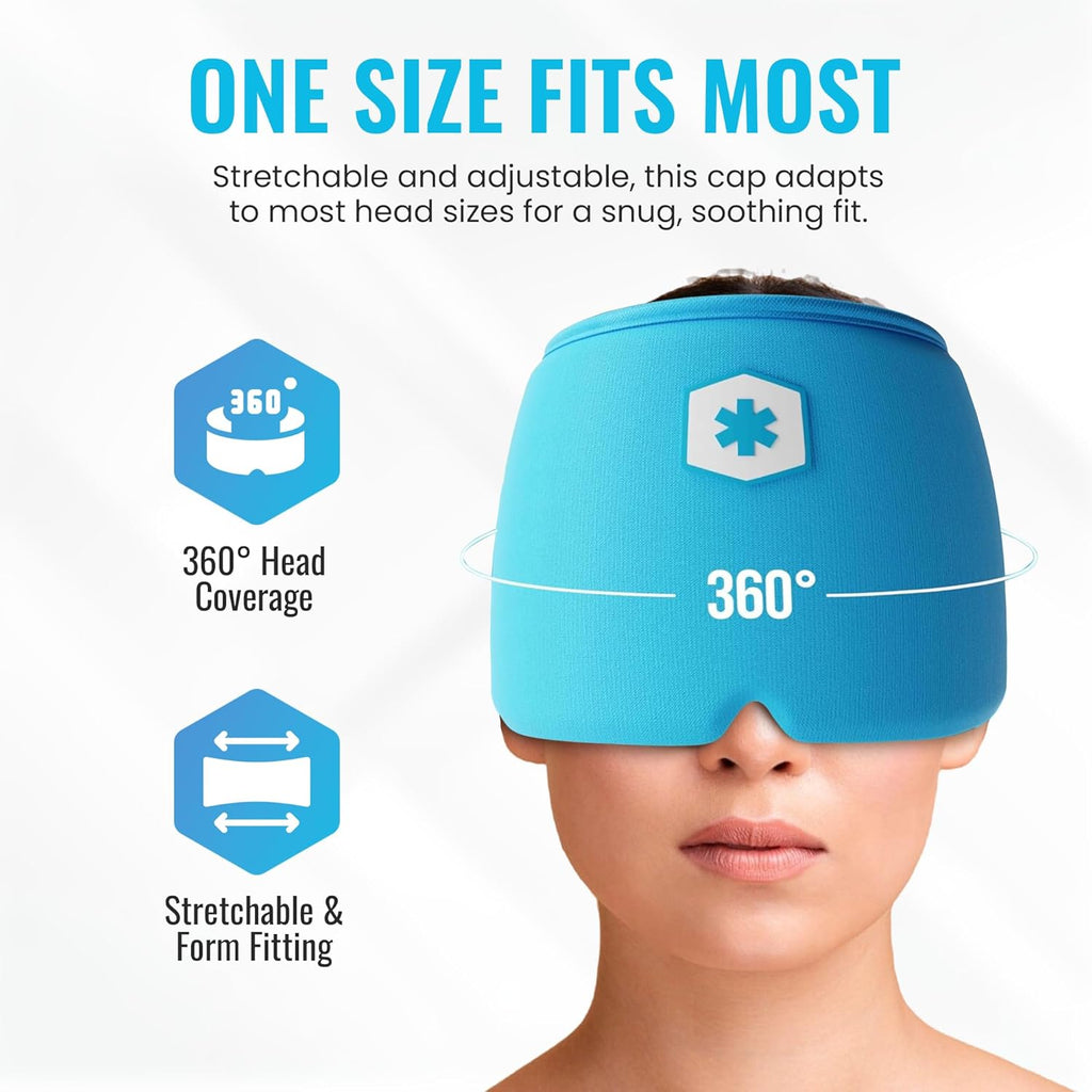 ICEWRAPS Migraine Relief Cap Cold Therapy Head Wrap
