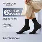 MCGREGOR Men Crew Socks 6 Pack Cotton Cushioned Black