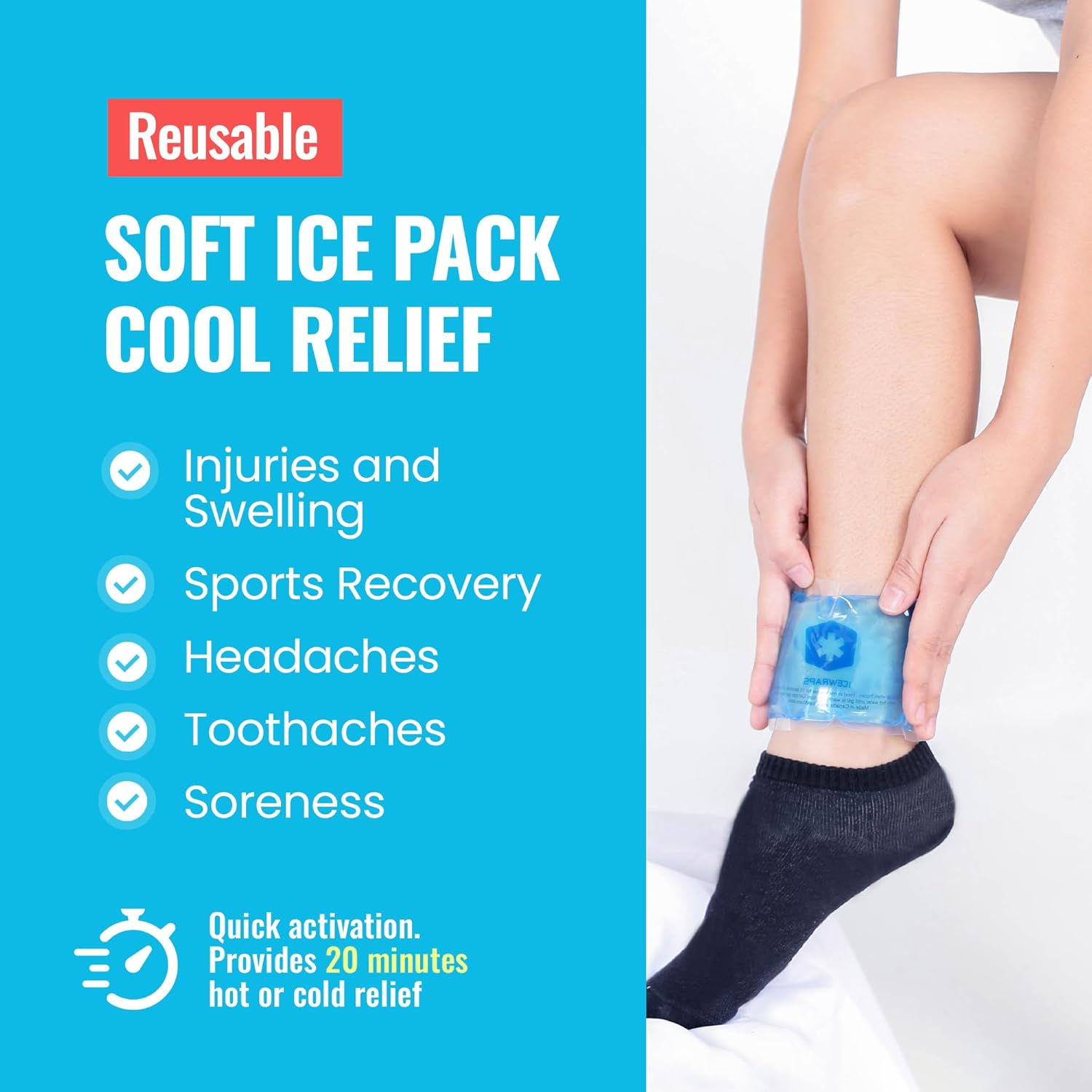 ICEWRAPS 3x5 Reusable Ice Packs Hot Cold Therapy 6 Pack