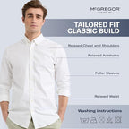 MCGREGOR Men Oxford Shirt Stretch Button Down Regular Fit White Size XL