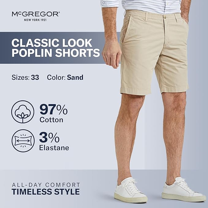 MCGREGOR Men Golf Shorts Cotton Chino Lightweight Beige Size 33
