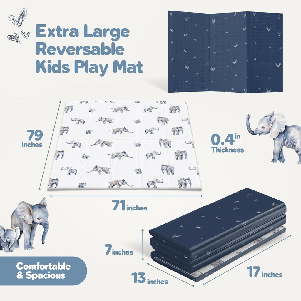 Motherly Haven Foldable Baby Play Mat 79x71 Waterproof Foam Reversible