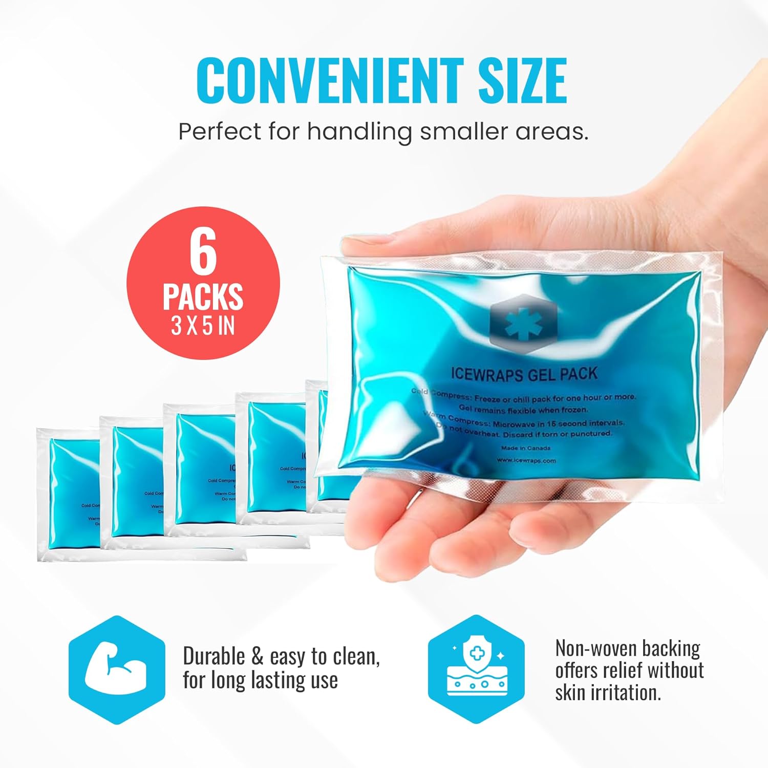 ICEWRAPS 3x5 Reusable Ice Packs Hot Cold Therapy 6 Pack