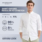 MCGREGOR Men Oxford Shirt Stretch Button Down Regular Fit White Size XL