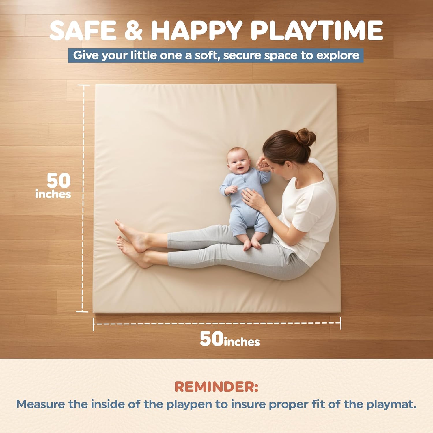 Motherly Haven Baby Play Mat 50x50 Thick Foam Waterproof