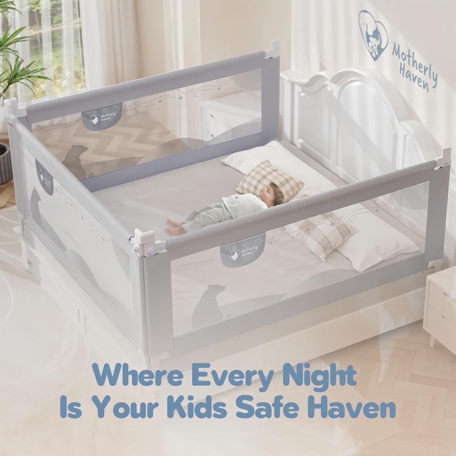 Motherly Haven Bed Rail for Toddlers Queen Size Adjustable