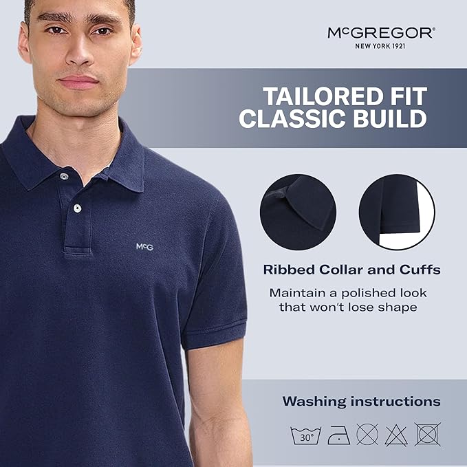 MCGREGOR Men Polo Shirt Cotton Regular Fit Short Sleeve Size XL
