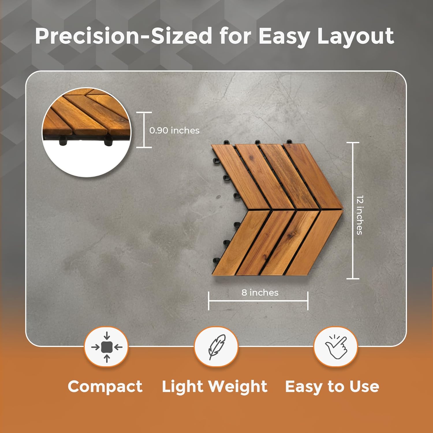 Majestick Goods Deck Tiles Herringbone 18 Sq Ft 24 Pack