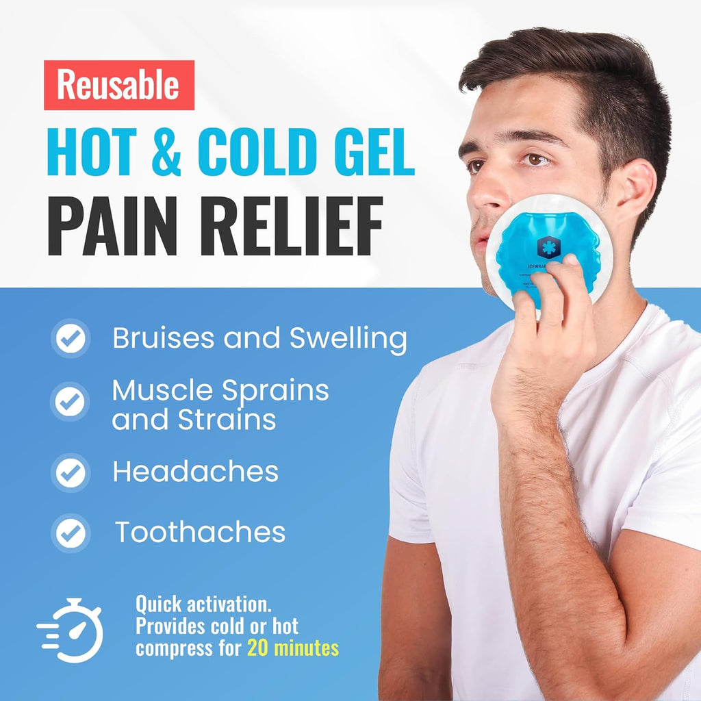 ICEWRAPS 4" Round Gel Ice Packs – Reusable Hot & Cold Therapy,  5 Pack, Blue