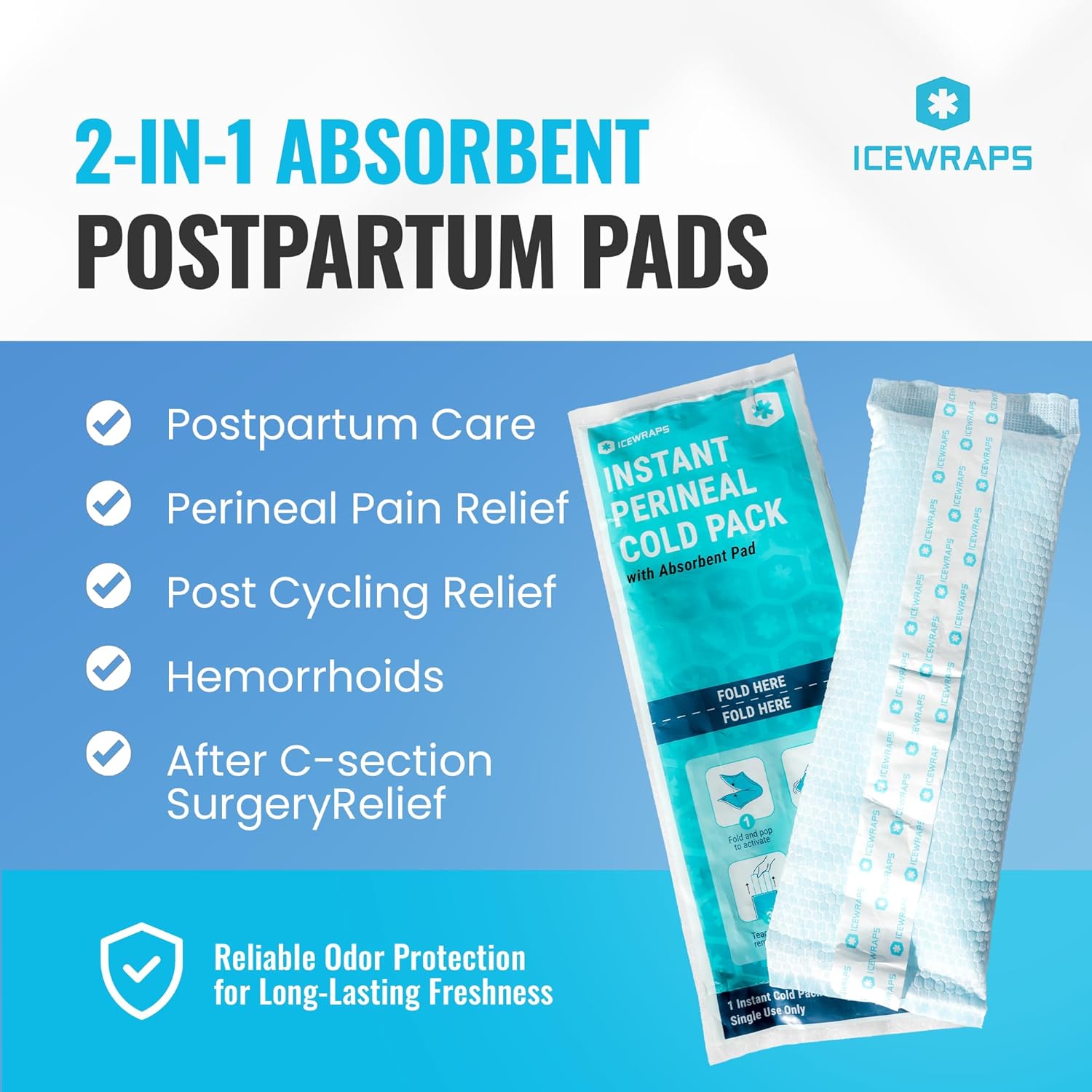 ICEWRAPS Postpartum Cold Pads Instant Relief 12 Pack