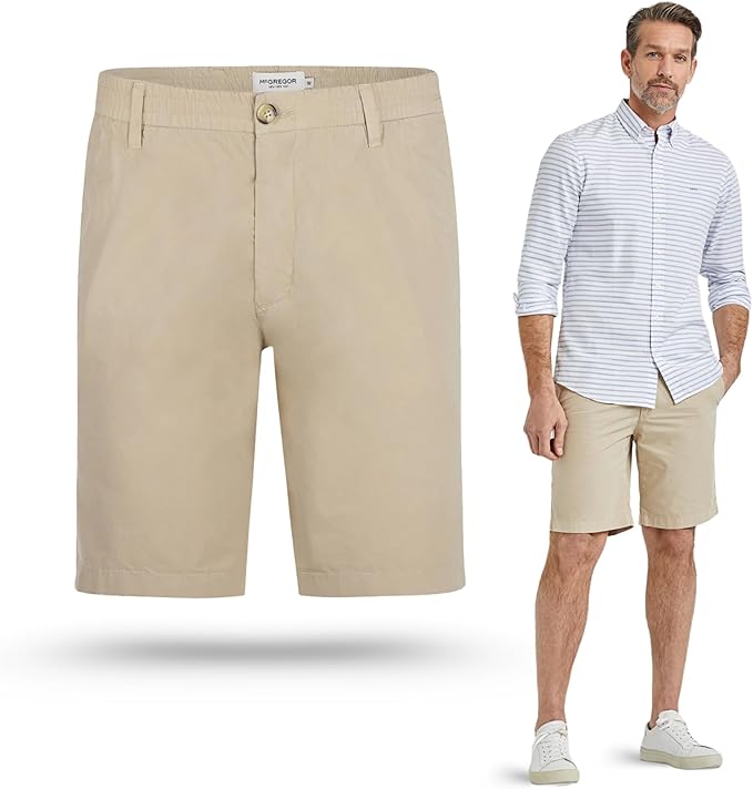 MCGREGOR Men Golf Shorts Cotton Chino Lightweight Beige Size 33