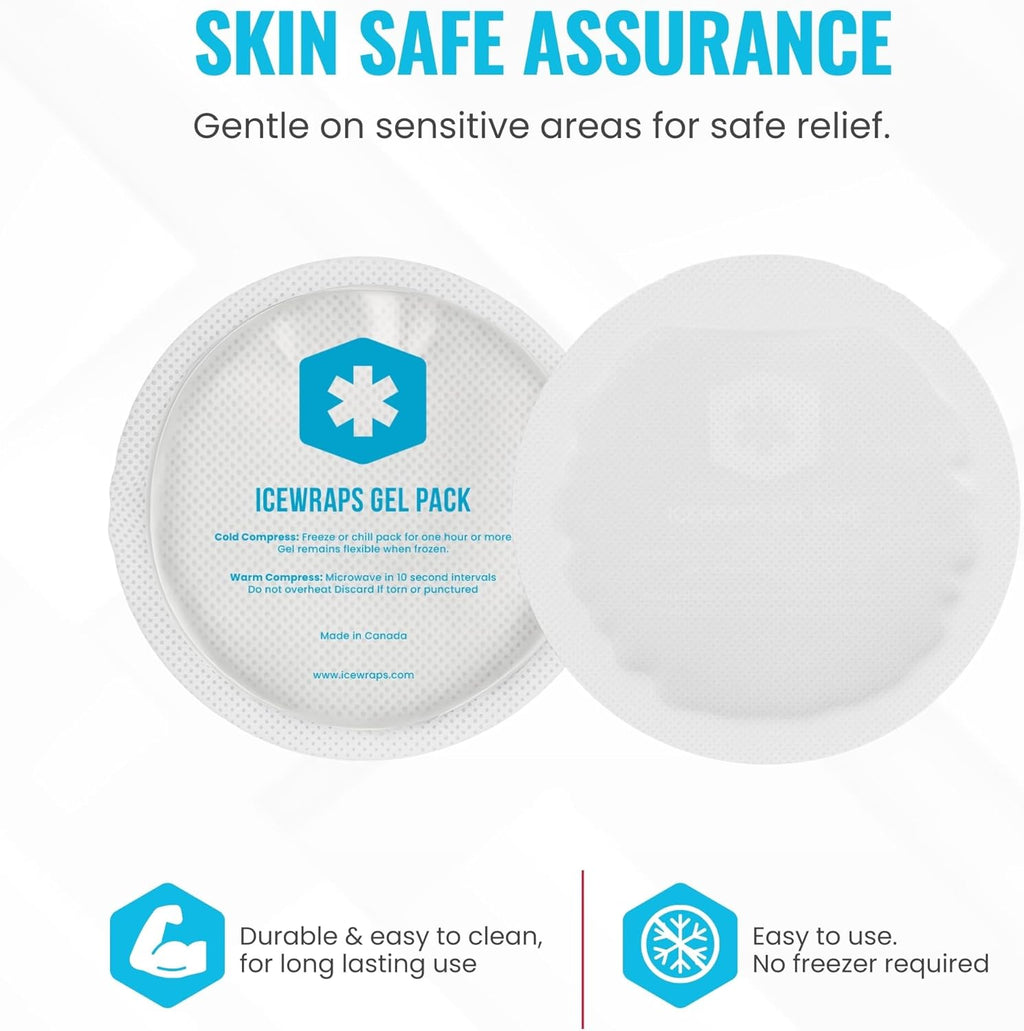 ICEWRAPS 4" Round Gel Ice Packs – Reusable Hot & Cold Therapy,  5 Pack, Clear