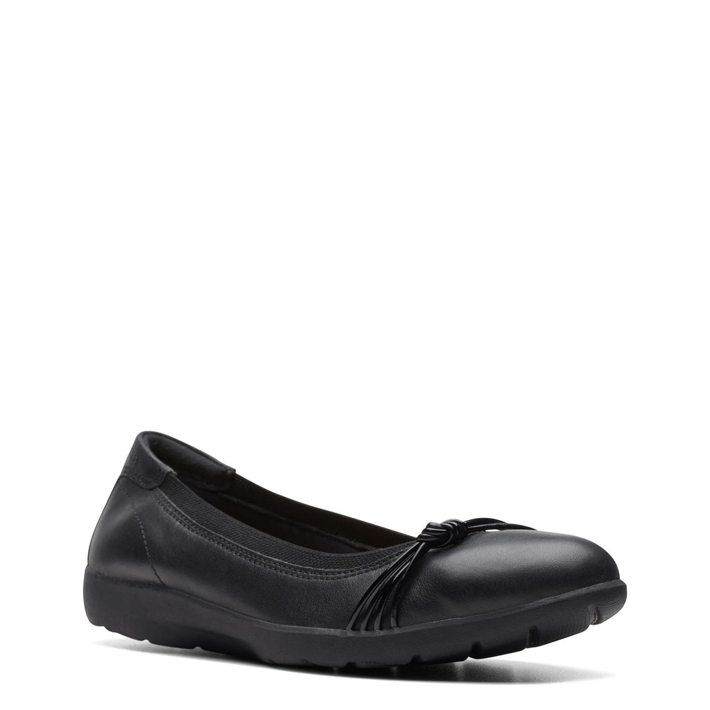 Clarks Women Meadow Rae Ballet Flat Black Leather Size 7.5