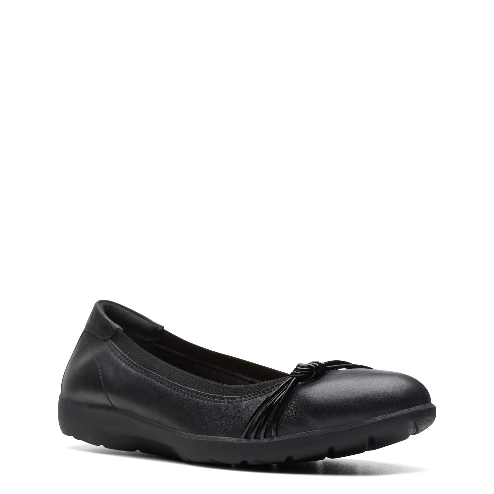 Clarks Women Meadow Rae Ballet Flat Black Leather Size 7.5