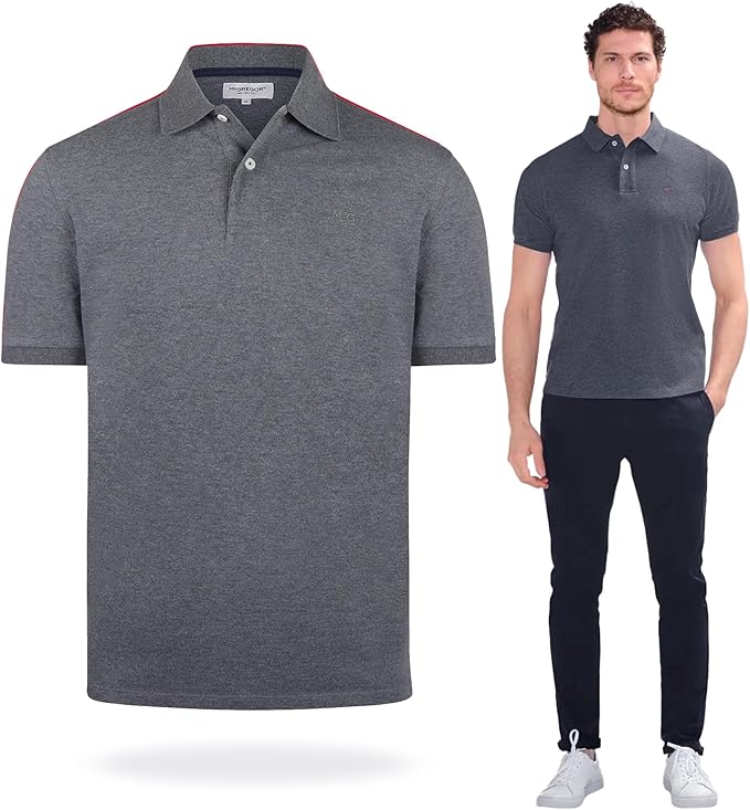 MCGREGOR Men Polo Shirt Cotton Regular Fit Short Sleeve Dark Grey Size M