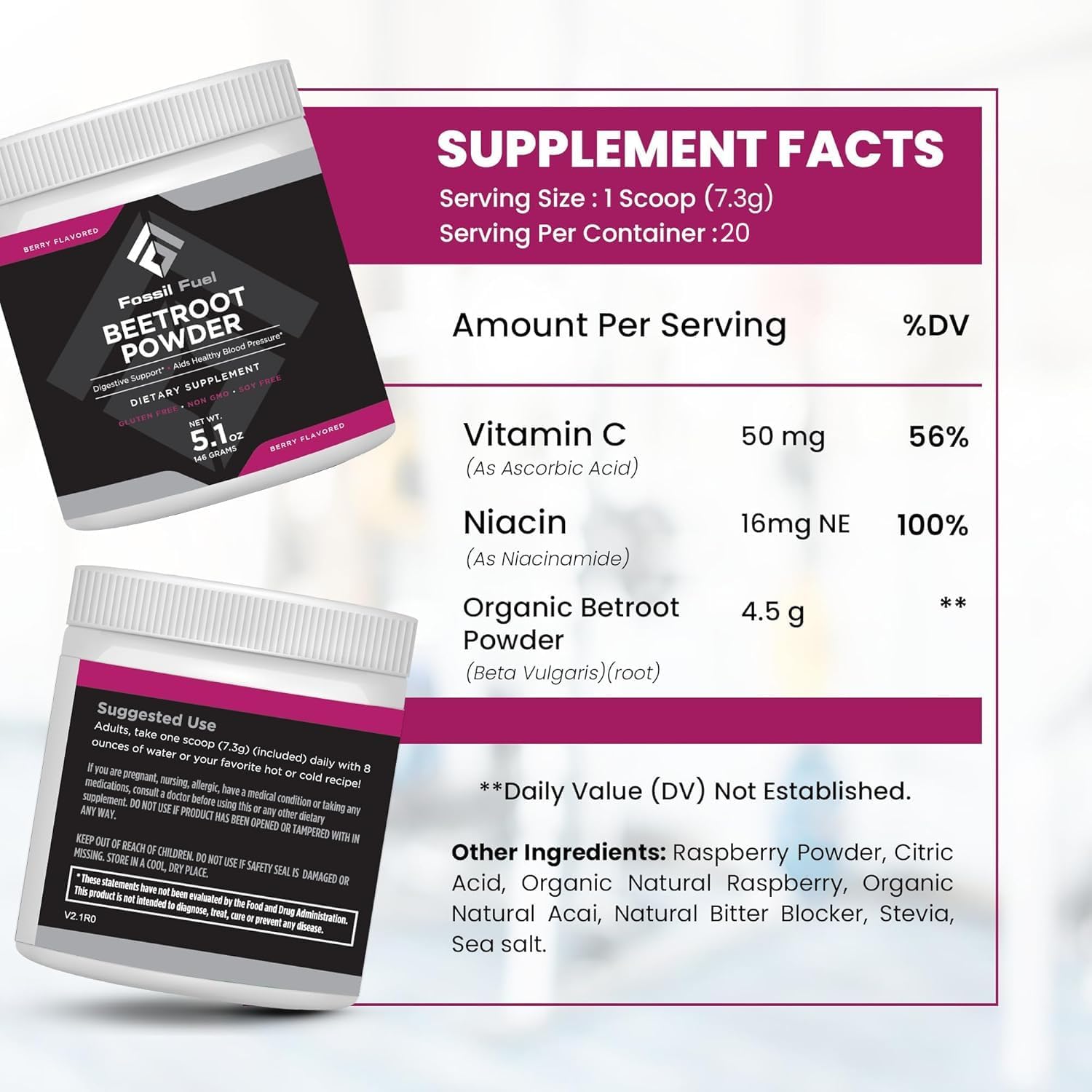 Fossil Fuel Beet Root Powder 20 Servings Nitric Oxide Support