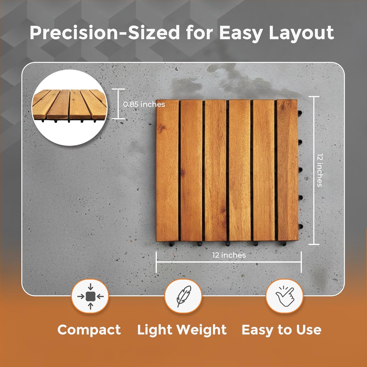 Majestick Goods Long Slat Deck Tiles 12x12 8 Pack